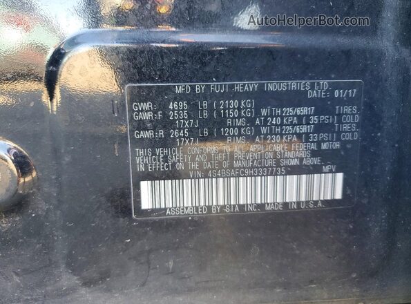 4S4BSAFC9H3337735 2017 SUBARU OUTBACK Black Widok naklejki z numerem VIN