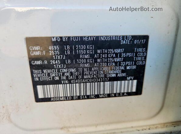 4S4BSAHC6H3343117 2017 SUBARU OUTBACK White Շարժիչի բաժամունքի տեսք