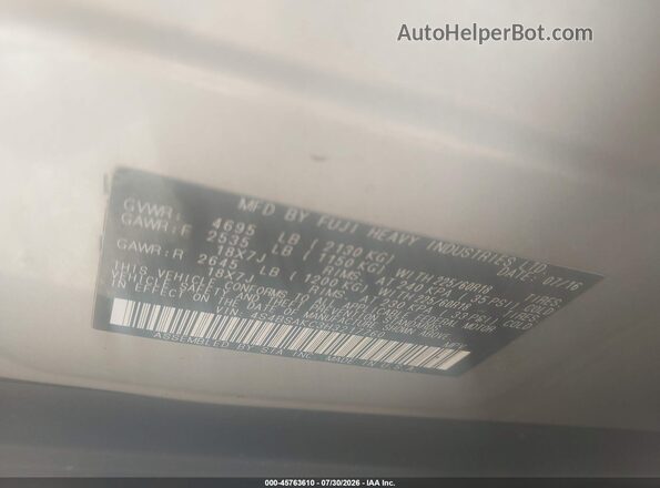 4S4BSAKC3H3217760 2017 SUBARU OUTBACK Silver Vista del compartimento del motor