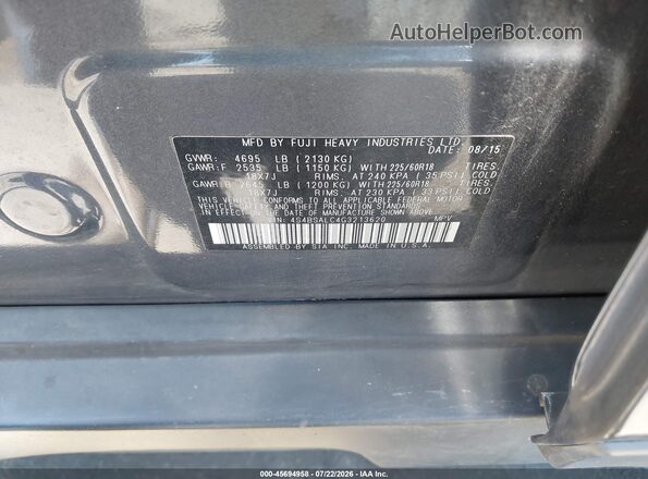 4S4BSALC4G3213620 2016 SUBARU OUTBACK Gray Շարժիչի բաժամունքի տեսք