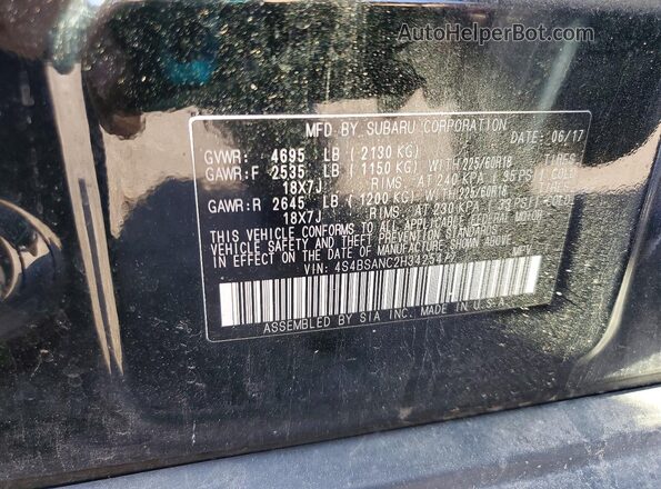 4S4BSANC2H3425477 2017 SUBARU OUTBACK Black Vista del compartimento del motor