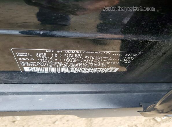 4S4BSANC2J3357560 2018 SUBARU OUTBACK Black Widok naklejki z numerem VIN