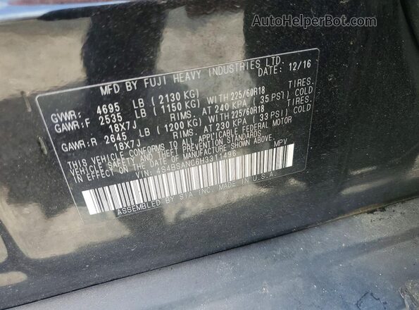 4S4BSANC6H3311496 2017 SUBARU OUTBACK Черный Вид подкапотного пространства