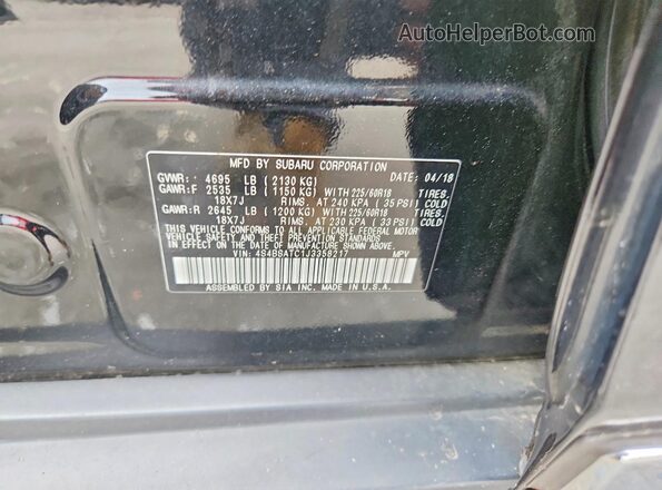 4S4BSATC1J3358217 2018 SUBARU OUTBACK Black Вид наклейки з VIN-кодом