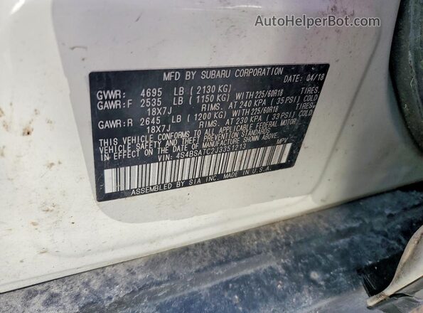 4S4BSATC2J3351213 2018 SUBARU OUTBACK White Widok komory silnika