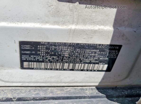 4S4BSENC0G3200836 2016 SUBARU OUTBACK White 360 interior view