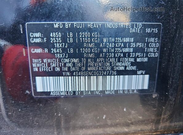 4S4BSENC0G3247736 2016 SUBARU OUTBACK Черный Вид наклейки с VIN-кодом