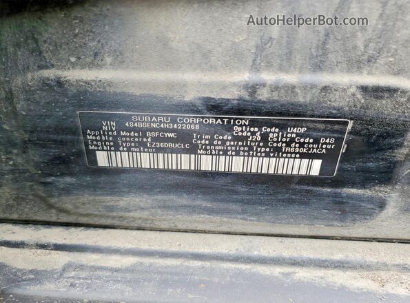 4S4BSENC4H3422068 2017 SUBARU OUTBACK Black Շարժիչի բաժամունքի տեսք