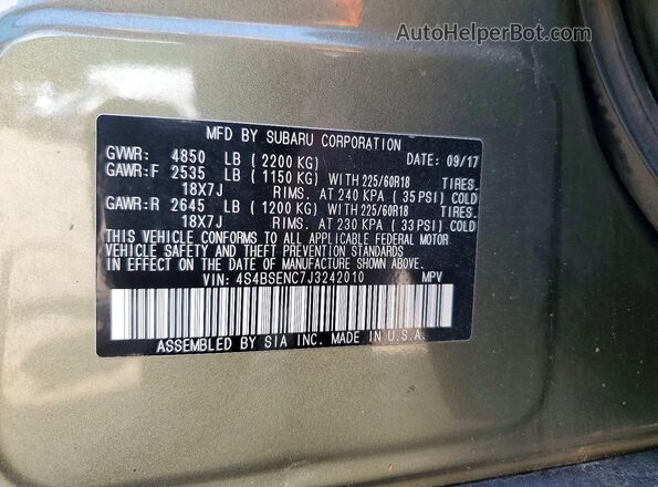 4S4BSENC7J3242010 2018 SUBARU OUTBACK Green Շարժիչի բաժամունքի տեսք