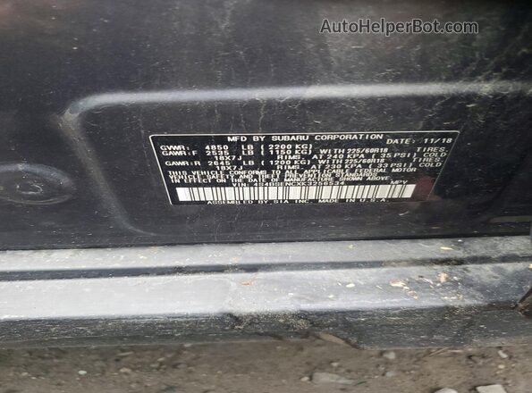 4S4BSENCXK3256534 2019 SUBARU OUTBACK Charcoal VIN sticker view