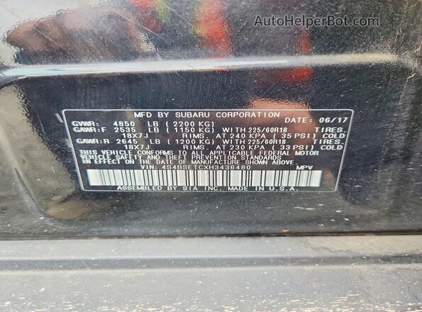 4S4BSETCXH3436480 2017 SUBARU OUTBACK Black Սալոնի 360 աստիճան տեսք