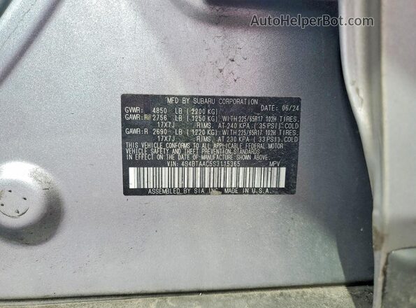 4S4BTAAC5S3115365 2025 SUBARU OUTBACK Silver Widok komory silnika
