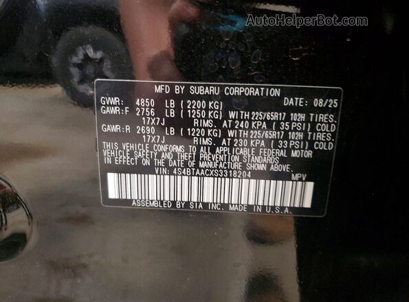 4S4BTAACXS3318204 2025 SUBARU OUTBACK Black Engine compartment view