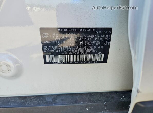 4S4BTACC0R3190885 2024 SUBARU OUTBACK White Widok komory silnika