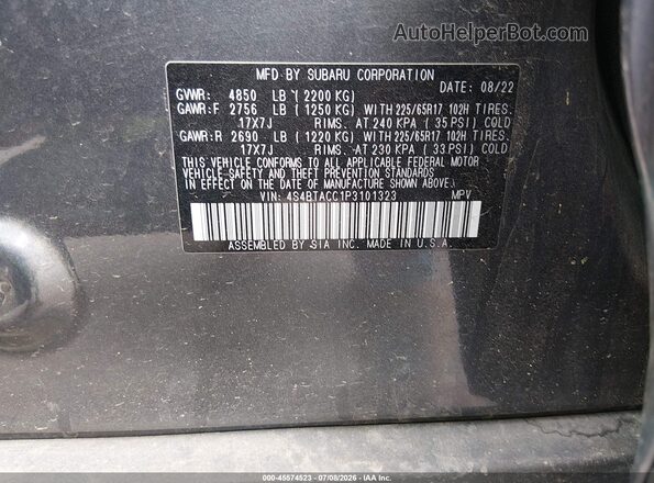 4S4BTACC1P3101323 2023 SUBARU OUTBACK Серый Вид подкапотного пространства