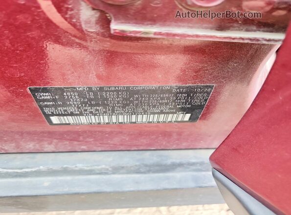 4S4BTACC9M3120410 2021 SUBARU OUTBACK Red Սալոնի 360 աստիճան տեսք