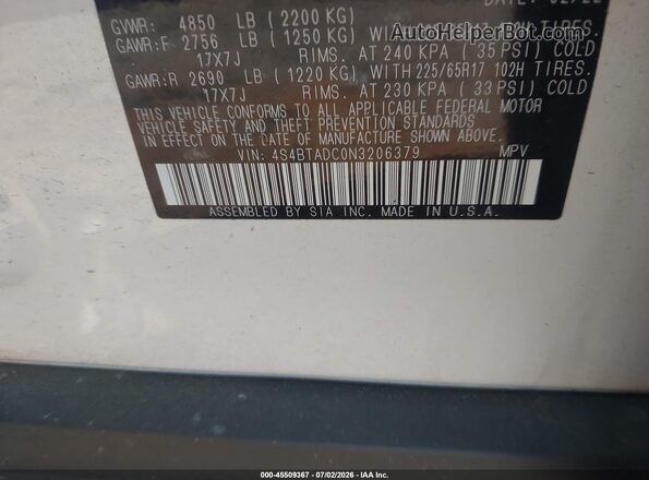 4S4BTADC0N3206379 2022 SUBARU OUTBACK White Engine compartment view