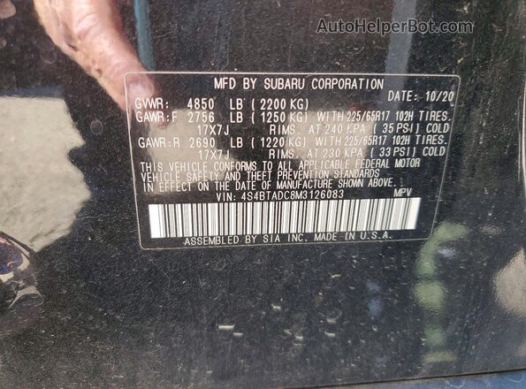 4S4BTADC8M3126083 2021 SUBARU OUTBACK Black ძრავის განყოფილების ხედი