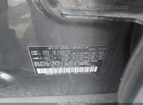 4S4BTAFC1R3224571 2024 SUBARU OUTBACK Gray Շարժիչի բաժամունքի տեսք