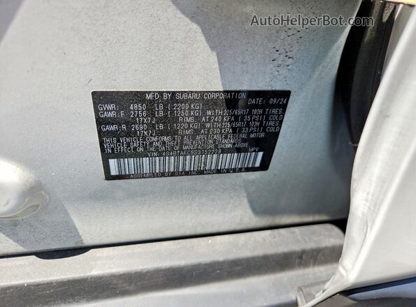 4S4BTAFC5S3152229 2025 SUBARU OUTBACK White Widok wnętrza 360 stopni