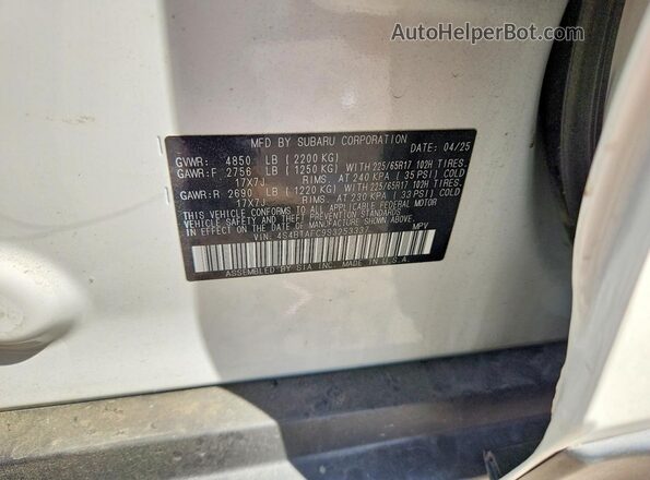 4S4BTAFC9S3253337 2025 SUBARU OUTBACK Белый Вид наклейки с VIN-кодом