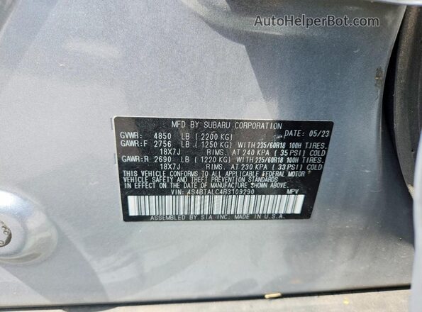 4S4BTALC4R3109290 2024 SUBARU OUTBACK Серебряный Вид подкапотного пространства