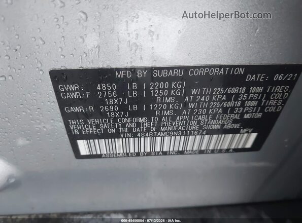 4S4BTAMC9N3111674 2022 SUBARU OUTBACK Teal ძრავის განყოფილების ხედი
