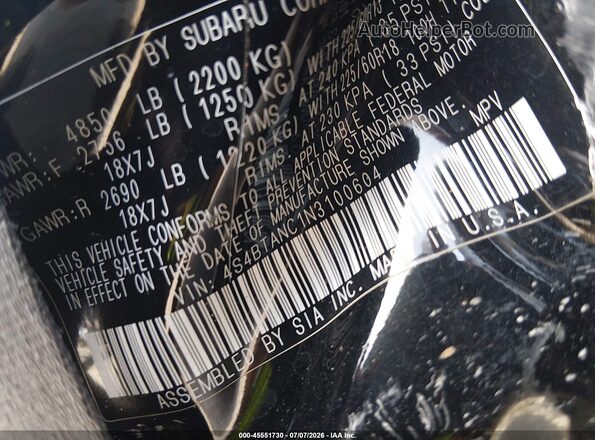 4S4BTANC1N3100604 2022 SUBARU OUTBACK Black Շարժիչի բաժամունքի տեսք