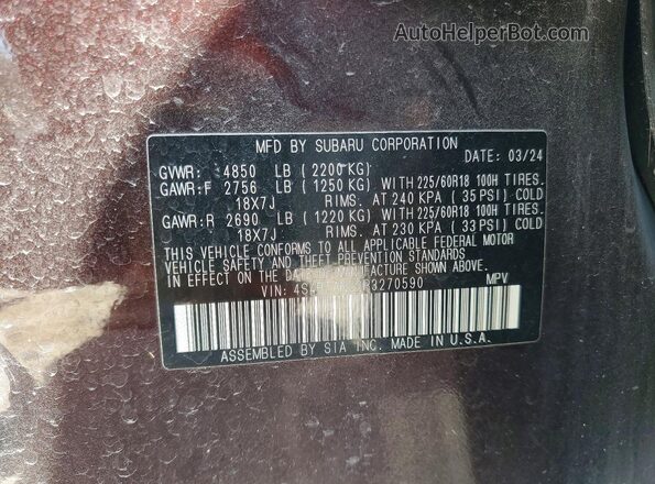 4S4BTANC2R3270590 2024 SUBARU OUTBACK Purple Engine compartment view