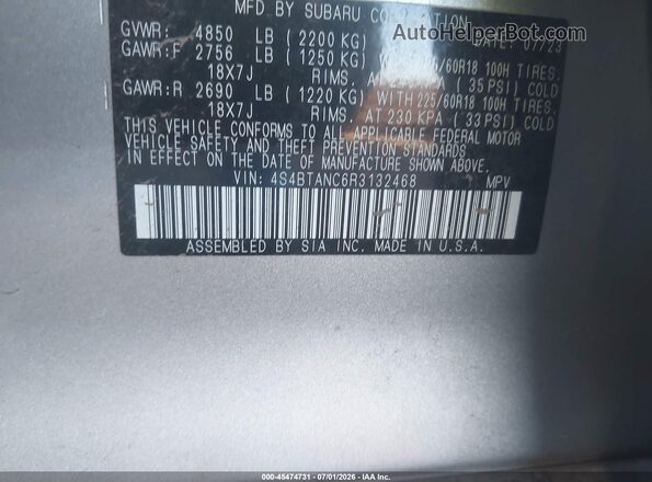4S4BTANC6R3132468 2024 SUBARU OUTBACK Gray Вид підкапотного простору