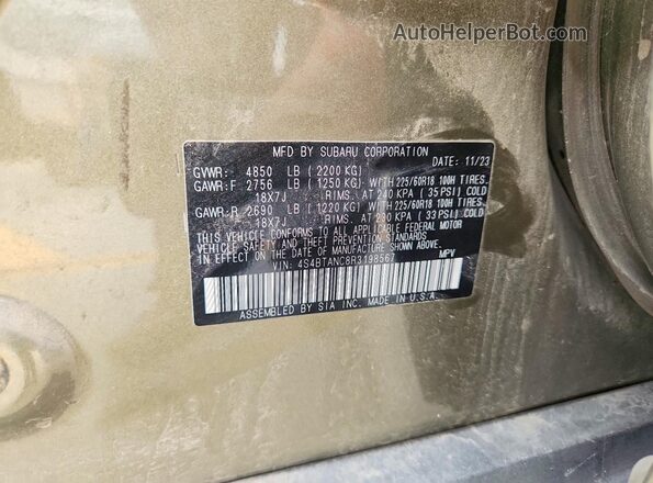 4S4BTANC8R3198567 2024 SUBARU OUTBACK Green Вид наклейки з VIN-кодом