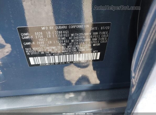 4S4BTGLD8R3138559 2024 SUBARU OUTBACK Dark Blue Вид подкапотного пространства