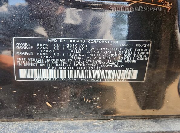 4S4BTGUD1S3101454 2025 SUBARU OUTBACK Черный Вид подкапотного пространства