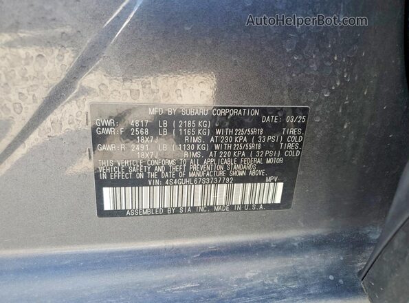 4S4GUHL67S3737792 2025 SUBARU CROSSTREK Gray Вид підкапотного простору