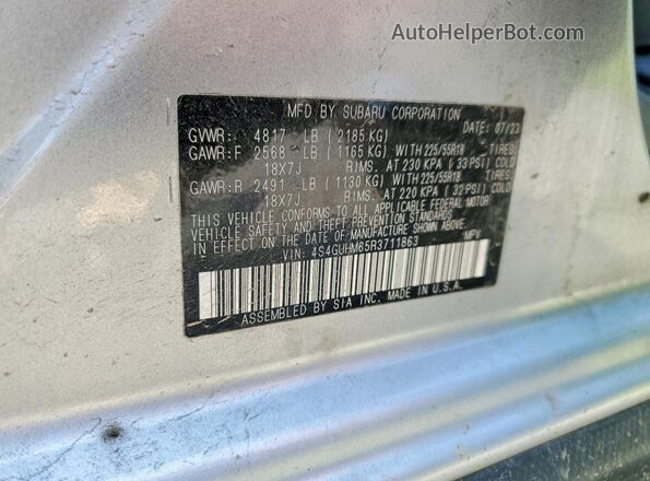 4S4GUHM65R3711863 2024 SUBARU CROSSTREK Серебряный Вид подкапотного пространства