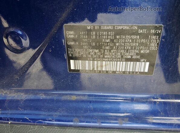 4S4GUHM66R3808036 2024 SUBARU CROSSTREK Blue ძრავის განყოფილების ხედი