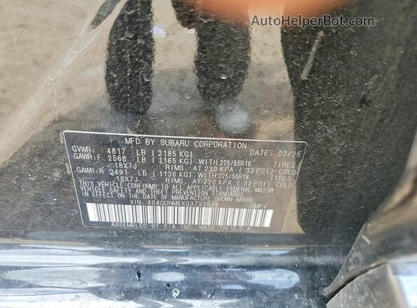 4S4GUHM6XS3733878 2025 SUBARU CROSSTREK Gray VIN sticker view