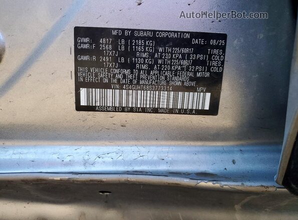 4S4GUHT68S3773314 2025 SUBARU CROSSTREK Silver Շարժիչի բաժամունքի տեսք