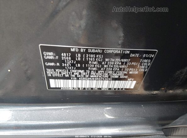4S4GUHU60R3753695 2024 SUBARU CROSSTREK Gray Widok komory silnika