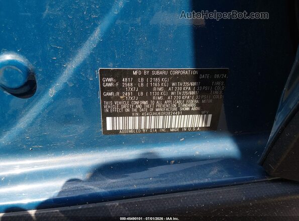 4S4GUHU60R3824491 2024 SUBARU CROSSTREK Blue Շարժիչի բաժամունքի տեսք