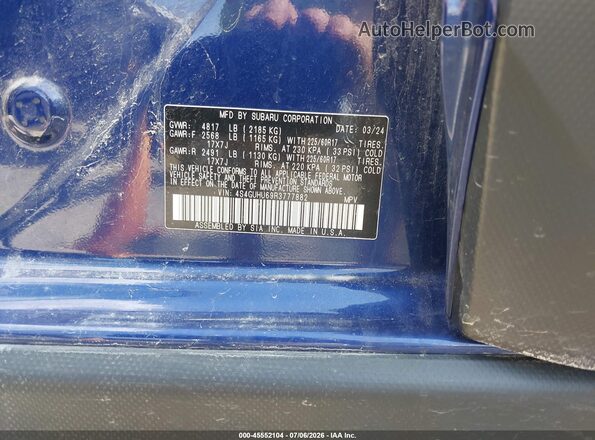 4S4GUHU69R3777882 2024 SUBARU CROSSTREK Blue ძრავის განყოფილების ხედი