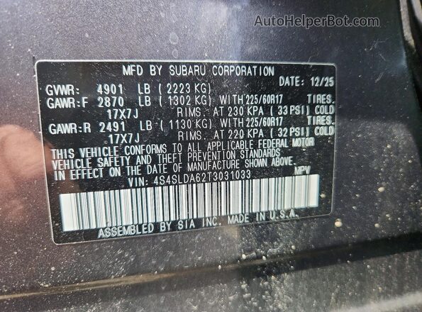 4S4SLDA62T3031033 2026 SUBARU FORESTER Gray Engine compartment view