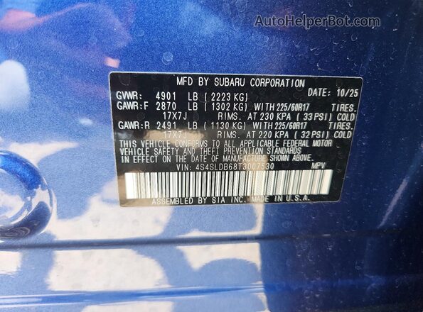 4S4SLDB68T3007530 2026 SUBARU FORESTER Blue Engine compartment view