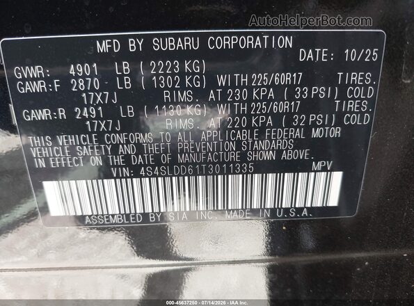 4S4SLDD61T3011335 2026 SUBARU FORESTER Black Widok komory silnika