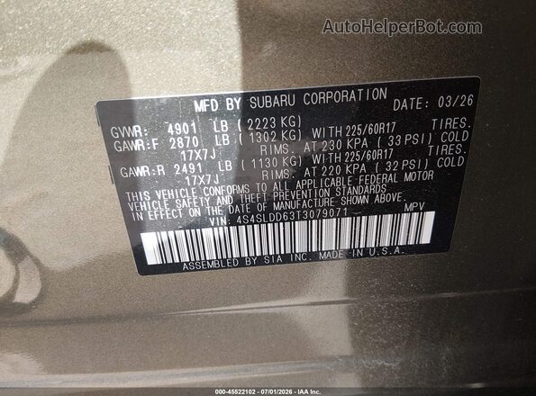 4S4SLDD63T3079071 2026 SUBARU FORESTER Green Вид підкапотного простору