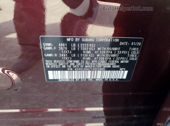 4S4SLDD67T3052665 2026 SUBARU FORESTER Purple Widok wnętrza 360 stopni