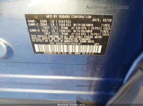 4S4SLST73T3059191 2026 SUBARU FORESTER Blue Widok komory silnika