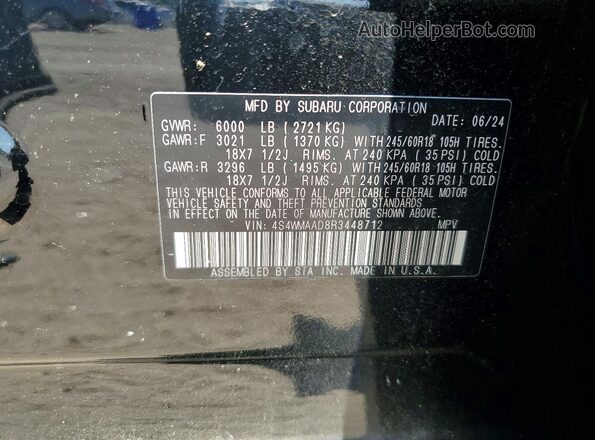 4S4WMAAD8R3448712 2024 SUBARU ASCENT Black Widok wnętrza 360 stopni