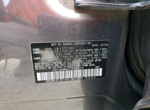4S4WMAED7R3450476 2024 SUBARU ASCENT Серый Панорамный вид салона 360°