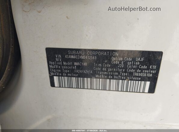 4S4WMAEDXM3412569 2021 SUBARU ASCENT White Вид підкапотного простору